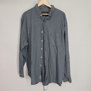 Abercrombie Mens L Button Down Shirt Green Blue Check Long Sleeve Vintage 90s